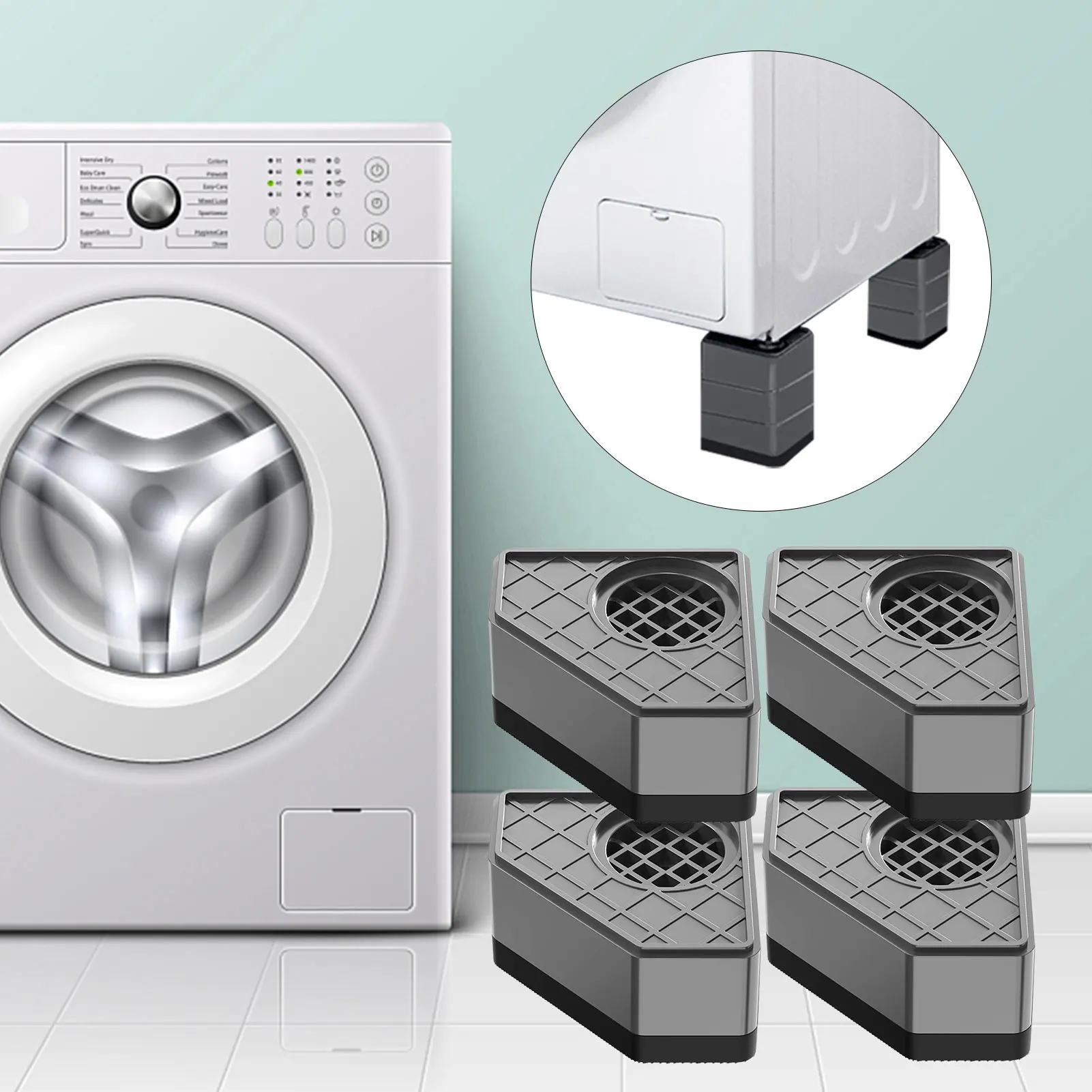 4pcs Washing Machine Support With Suction Cup Fit All Machines Reduce Noise Anti Slip Protect Floor Washing Machine Pad
4pcs Washing Machine Support With Suction Cup Fit All Machines Reduce Noise Anti Slip Protect Floor Washing Machine Pad
