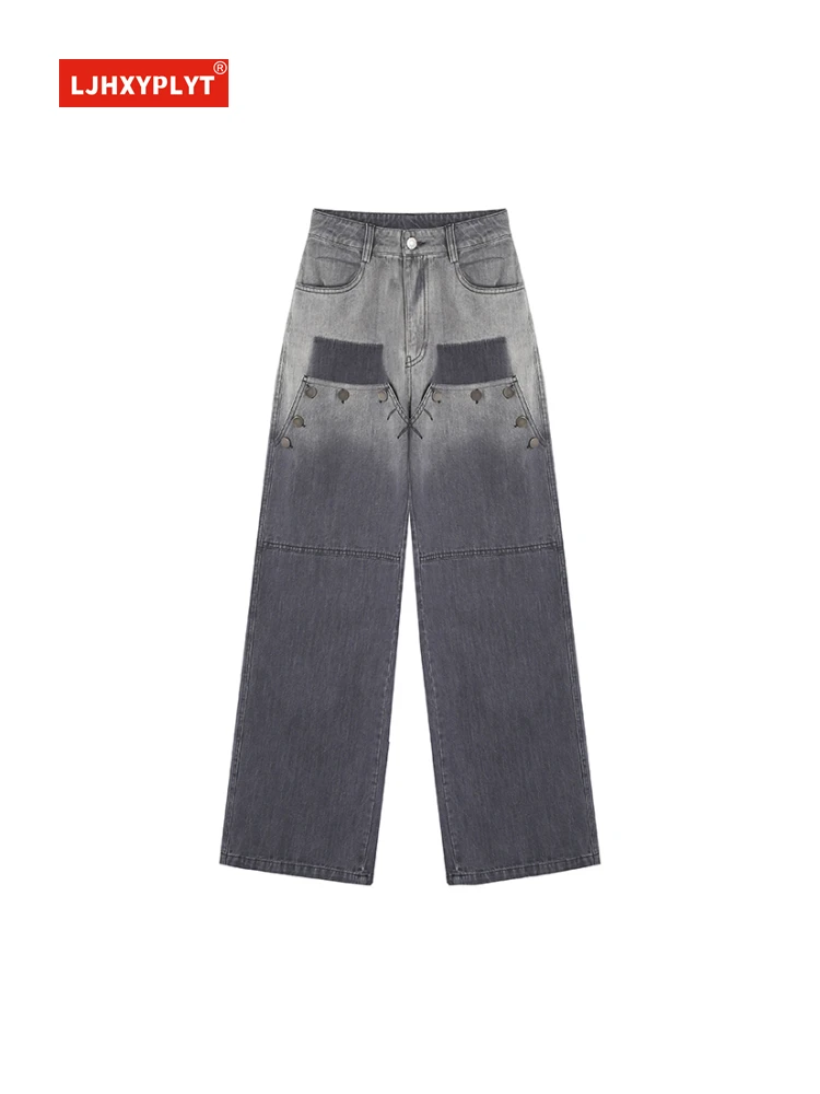 Gray Gradient Big Pocket Jeans Women's Summer New Loose American Retro Design High Waist Straight Wide Leg Denim Pants Female
Gray Gradient Big Pocket Jeans Women's Summer New Loose American Retro Design High Waist Straight Wide Leg Denim Pants Female