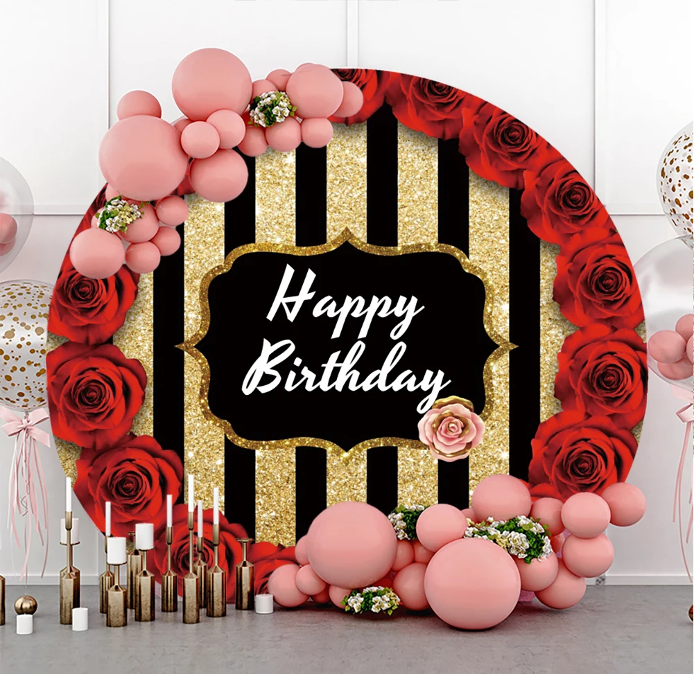 Red Rose Flowers Gold Stripes Birthday Round Photography Background Family Party Decor Portrait Custom Photocall Circle Backdrop
Red Rose Flowers Gold Stripes Birthday Round Photography Background Family Party Decor Portrait Custom Photocall Circle Backdrop