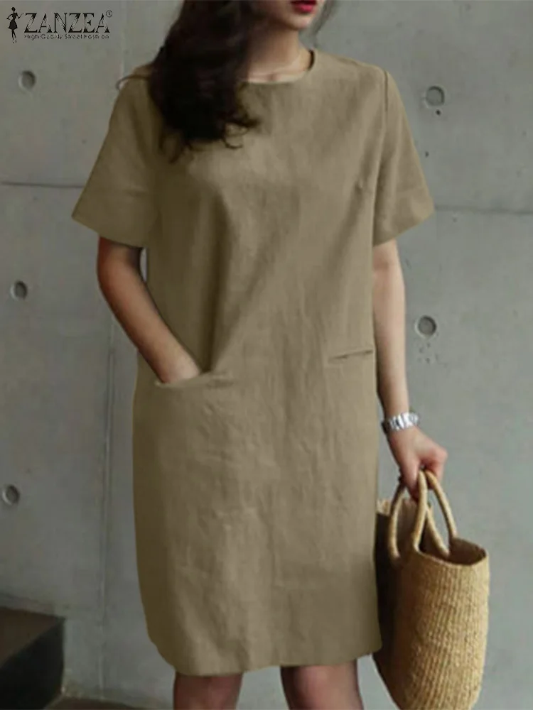 ZANZEA Femme Short Sleeve Party Robe Summer Fashion Solid Dress Women Casual Knee-length Sundress Cotton Work Vestidos 2023
ZANZEA Femme Short Sleeve Party Robe Summer Fashion Solid Dress Women Casual Knee-length Sundress Cotton Work Vestidos 2023