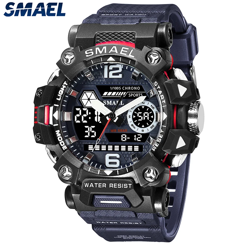 

SMAEL Sports Watch for Man 50m Waterproof Digital Watch LED Shock Resistant 8072 Military Watches Digital Army Wristwatches Mens