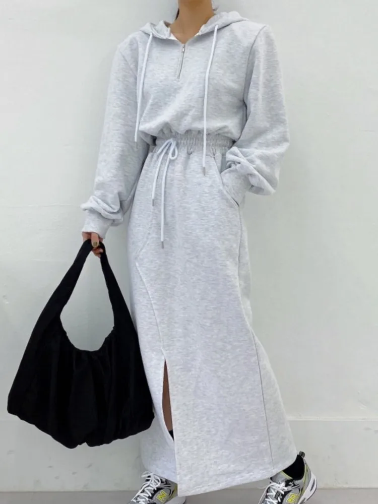 Women Casual Vintage Midi Hoodies Dress Long Sleeve Slim Elegant Fashion Outerwear Party Vestidos Femme Solid Robe Clothings New 
Women Casual Vintage Midi Hoodies Dress Long Sleeve Slim Elegant Fashion Outerwear Party Vestidos Femme Solid Robe Clothings New