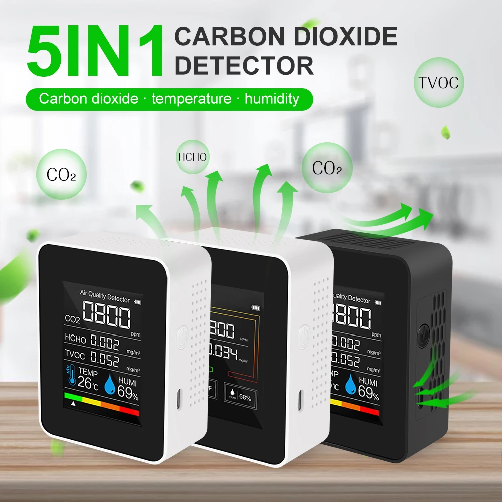4/5 in 1 CO2 Meter Intelligent Digital Temperature Humidity Tester CO2/HCHO/TVOC Detector Air Quality Monitor Co2 Sensor Monitor
4/5 in 1 CO2 Meter Intelligent Digital Temperature Humidity Tester CO2/HCHO/TVOC Detector Air Quality Monitor Co2 Sensor Monitor