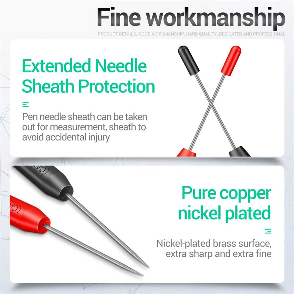 2pcs Digital Multimeter Test Probe 10A 600V Insulation Piercing Needle Pen Clamp Copper Lead Plug For 2mm Test Lead Instrument
2pcs Digital Multimeter Test Probe 10A 600V Insulation Piercing Needle Pen Clamp Copper Lead Plug For 2mm Test Lead Instrument