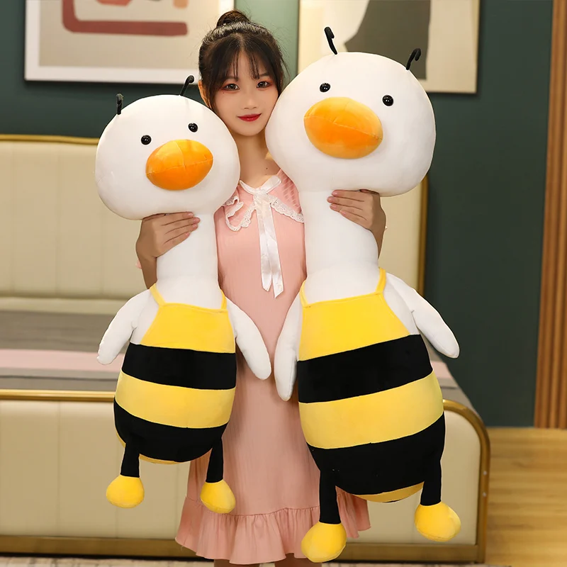 

New Styles 60-120CM Cute Bee Duck Plush Toys Soft Stuffing Pillow Cushion For Sofa Animal Doll Birhthday Gift Girl Kids Baby
