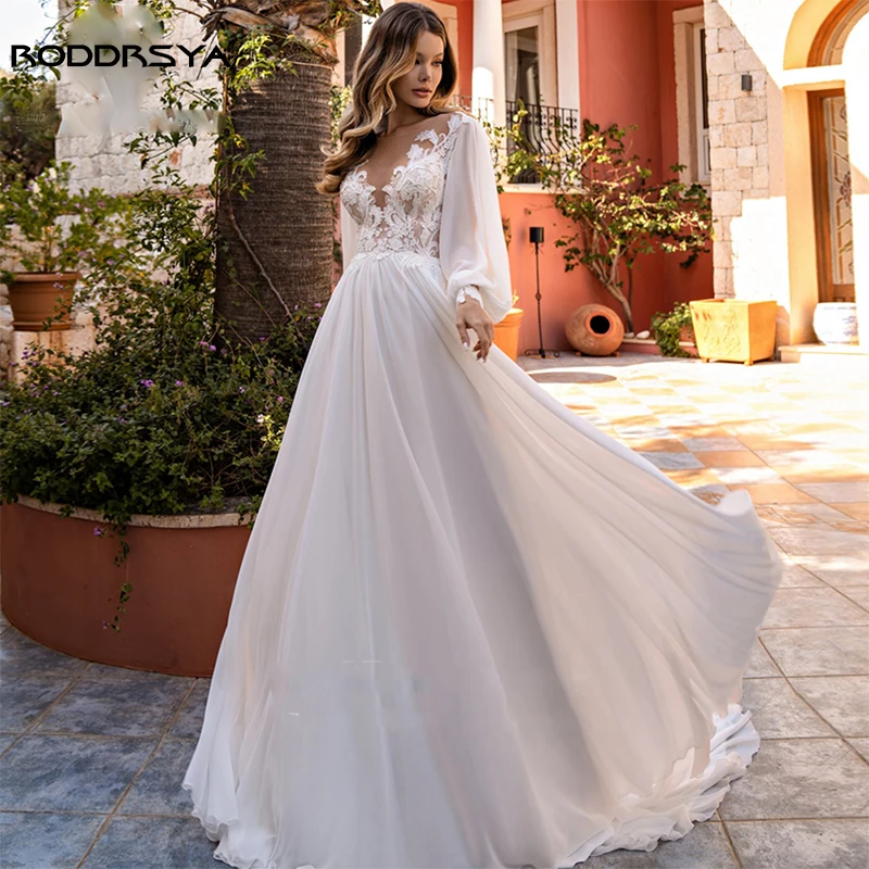 RODDRSYA Elegant V Neck Wedding Dress Simple Long Puffy Sleeve Lace Chiffon Bridal Gown A-Line Button Bride Party 2023
RODDRSYA Elegant V Neck Wedding Dress Simple Long Puffy Sleeve Lace Chiffon Bridal Gown A-Line Button Bride Party 2023
