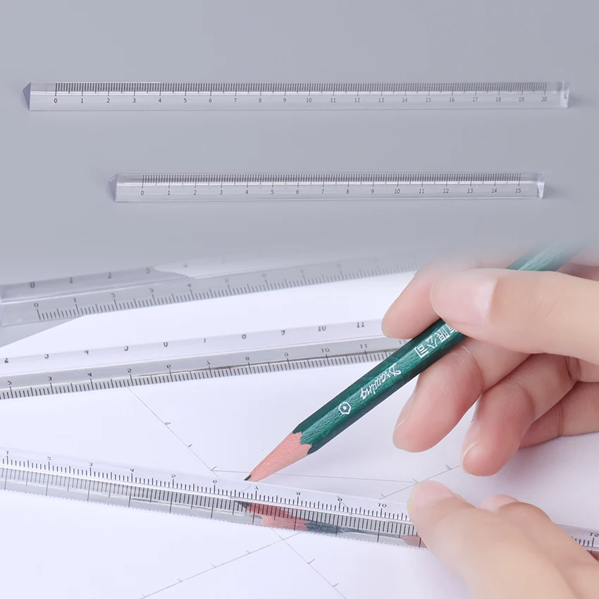

15cm/20cm Transparent Triangular Straight Ruler Drawing Survey Tools Office School Drawing Measuring Tools Student Gifts
