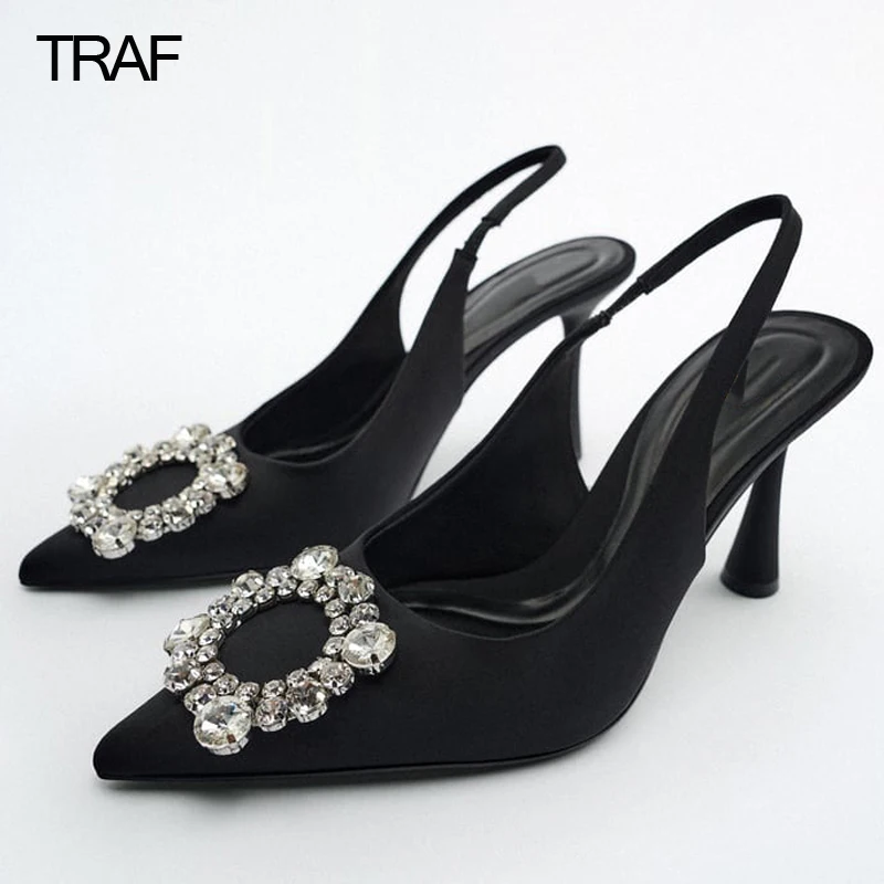 TRAF Fashion Women Pumps Rhinestone High Heels Spring Summer 2022 Women's Sandals Black Slingback Pointe Shoes Heeled Sandals
TRAF Fashion Women Pumps Rhinestone High Heels Spring Summer 2022 Women's Sandals Black Slingback Pointe Shoes Heeled Sandals