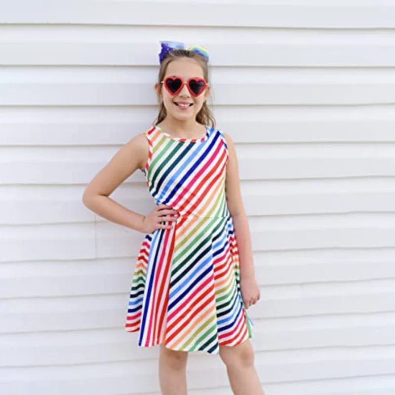 Summer Stripe Girls' Dress Cartoon Print Sleeveless Ruffled A-line Dress Flower Girl Dresses Girls Clothes 
Summer Stripe Girls' Dress Cartoon Print Sleeveless Ruffled A-line Dress Flower Girl Dresses Girls Clothes