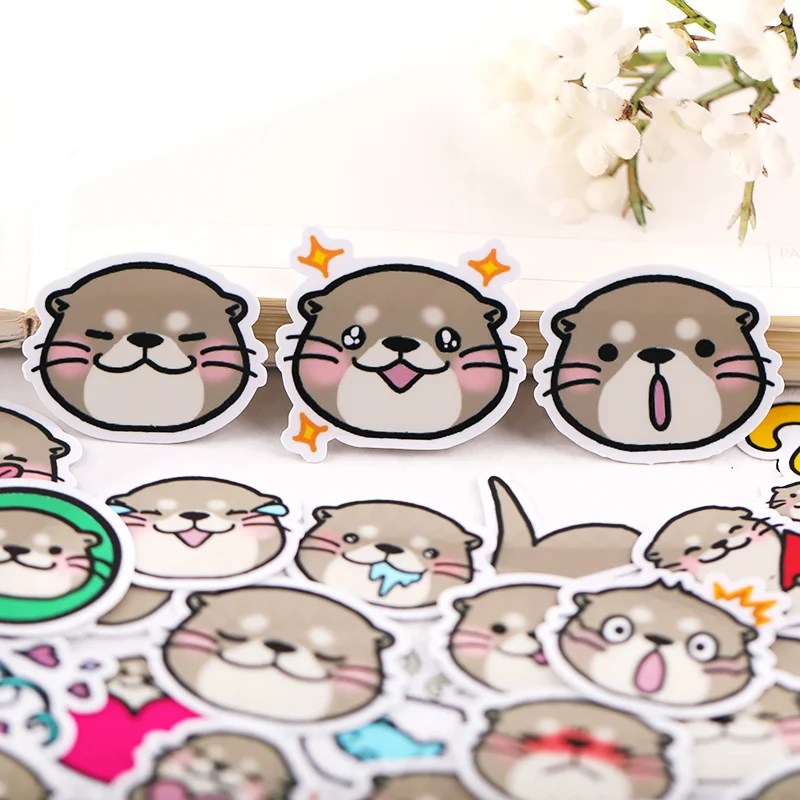 

Little Otter Hand Account Cartoon Stickers Cute Animal Expression Pack Ins Wind Children Paste Decorative Materials Kawaii