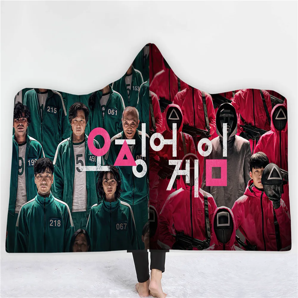 Juego de calamar de Corea, manta con capucha de felpa impresa en 3D, forro polar usable para Picnic para niños y adultos
Juego de calamar de Corea, manta con capucha de felpa impresa en 3D, forro polar usable para Picnic para niños y adultos