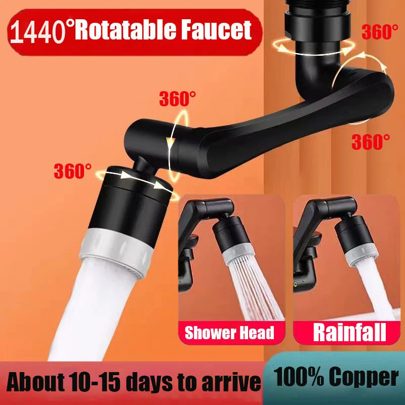 1440°Rotatable Black Faucet Splash Filter Nozzle Frother Faucets Sprayer Spray Head Wash Basin Kitchen Tap Extender Adapter
1440°Rotatable Black Faucet Splash Filter Nozzle Frother Faucets Sprayer Spray Head Wash Basin Kitchen Tap Extender Adapter