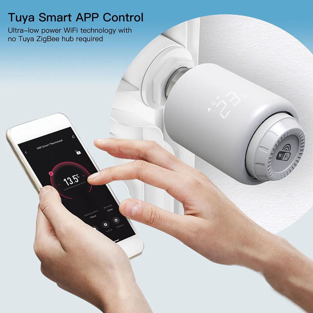 TRV Thermostat WIFI Thermostatic Radiator Valves Smart Temperature Controller Home Heating Thermostat Actuator Programmable
TRV Thermostat WIFI Thermostatic Radiator Valves Smart Temperature Controller Home Heating Thermostat Actuator Programmable