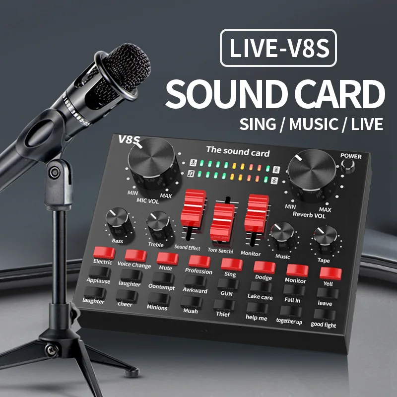V8S Mobile Phone Microphone Live Usb External Sound Card For Mobile Computer Audio Interface Sound Card With Bluetooth
V8S Mobile Phone Microphone Live Usb External Sound Card For Mobile Computer Audio Interface Sound Card With Bluetooth