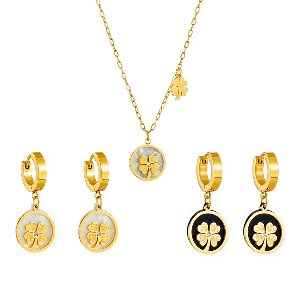 New Fashion Simple White Shell Titanium Steel Necklace Earrings High-grade Stainless Steel Four-Leaf Grass Necklace Jewelry Gift
New Fashion Simple White Shell Titanium Steel Necklace Earrings High-grade Stainless Steel Four-Leaf Grass Necklace Jewelry Gift