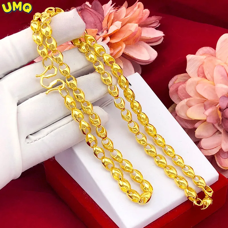 

Fashion Men's Necklace 14k Gold Non-fading Smooth Chain Necklaces Delicate Wheat Design Necklace for Wedding Engagement Jewelry