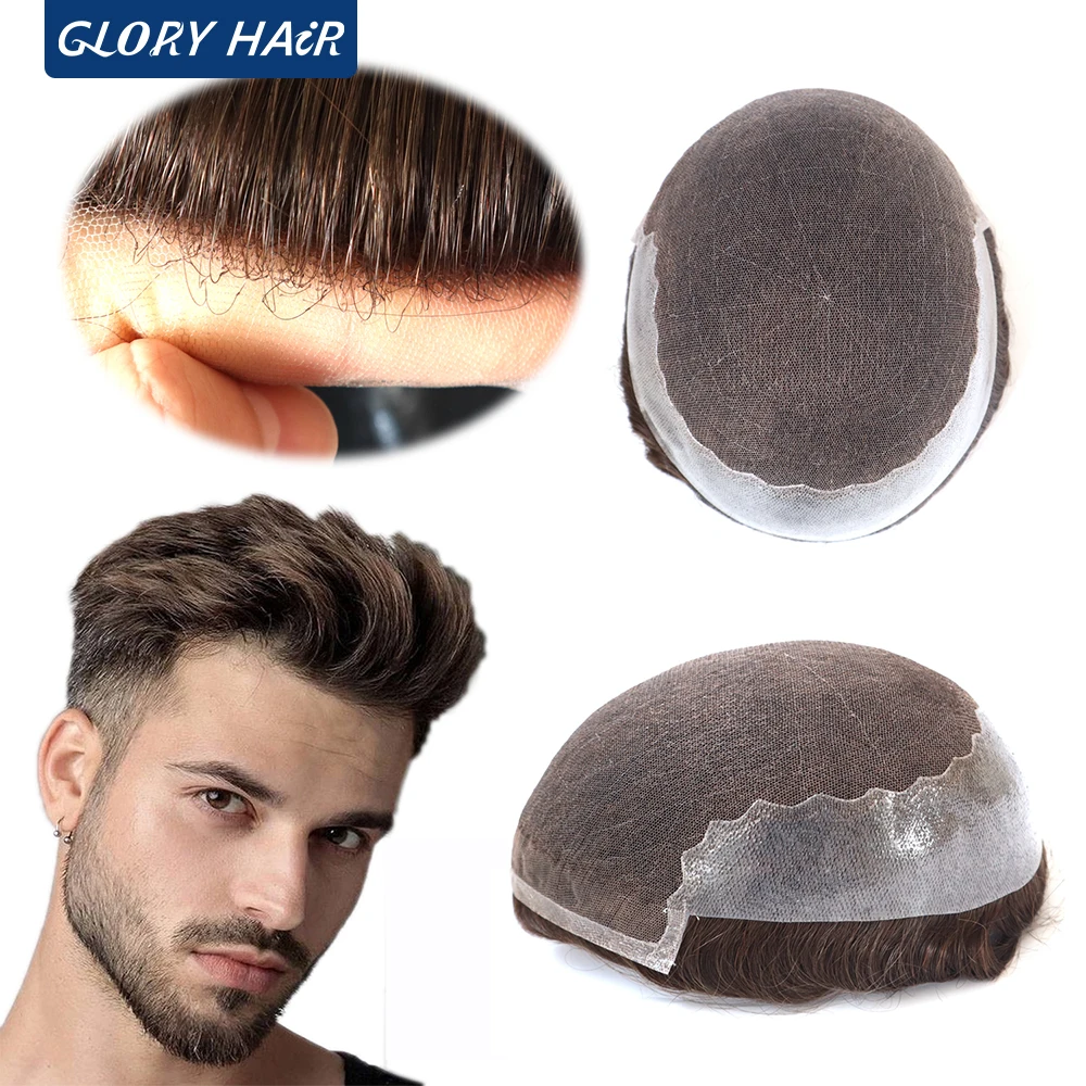 Высококачественная система волос Gloryhair Q6 для мужчин парик из натуральных на
