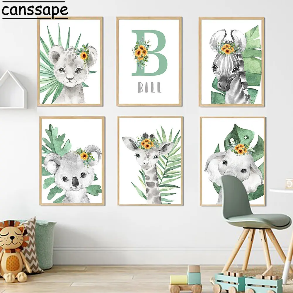 Custom Name Poster Lion Zebra Wall Paintings Green Leaves Print Pictures Sunflowers Art Prints Nursery Posters Baby Room Decor
Custom Name Poster Lion Zebra Wall Paintings Green Leaves Print Pictures Sunflowers Art Prints Nursery Posters Baby Room Decor