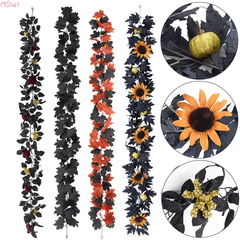 Artificial Black Rattan Maple Leaf Vine Halloween Indoor Wall Hanging Maple Leaf Black Vines Leaf Rose Garland Plants Leaves
Artificial Black Rattan Maple Leaf Vine Halloween Indoor Wall Hanging Maple Leaf Black Vines Leaf Rose Garland Plants Leaves
