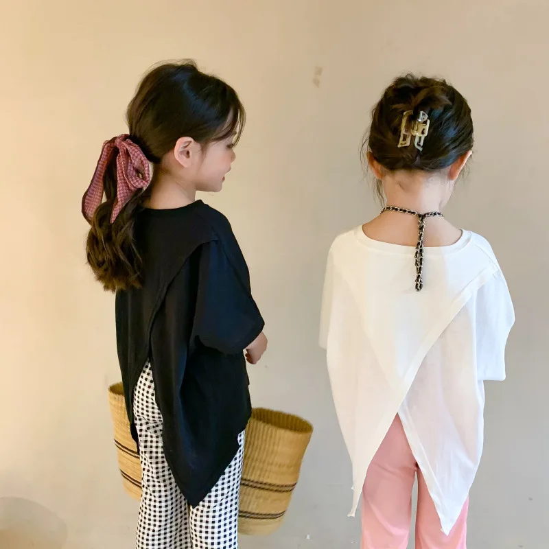 Baby Girl T-shirts Summer Fashion Back Slit Cotton 100% Kids T-shirt Casual Short Sleeve Girls Clothes Solid Loose Children Tops
Baby Girl T-shirts Summer Fashion Back Slit Cotton 100% Kids T-shirt Casual Short Sleeve Girls Clothes Solid Loose Children Tops