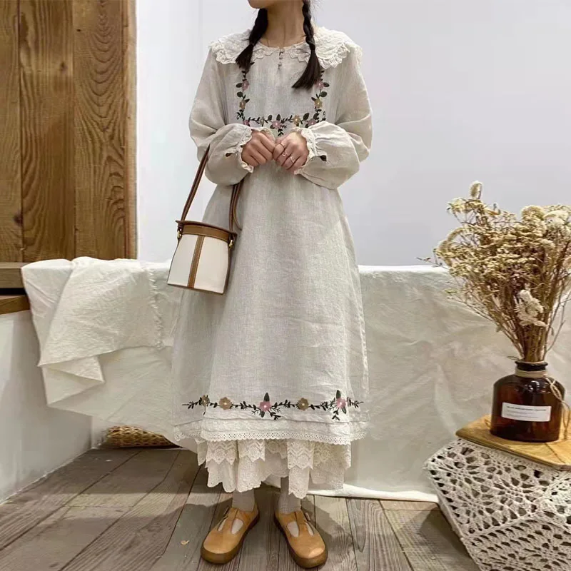 Johnature Japanese New Embroidery Linen Women Dresses 2022 Spring Summer Vintage Floral Ruffles Female Dress
Johnature Japanese New Embroidery Linen Women Dresses 2022 Spring Summer Vintage Floral Ruffles Female Dress