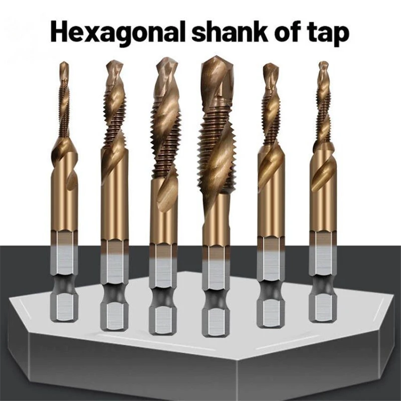 M3-M10 HSS-CO M35 Cobalt Combination Screw Tap Drill 1/4" Hex Quick Change Deburr Countersink Drill Bit Steel Metalworking Tool
M3-M10 HSS-CO M35 Cobalt Combination Screw Tap Drill 1/4" Hex Quick Change Deburr Countersink Drill Bit Steel Metalworking Tool