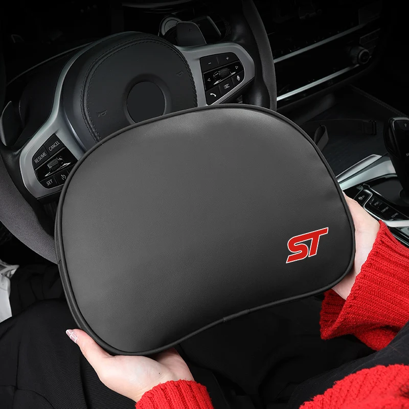 

Car Headrest Pillow PU Auto Seat Neck Cushion Support Memory Foam For Ford ST Racing Performance Focus Mk2 Mk3 Fiesta Ranger