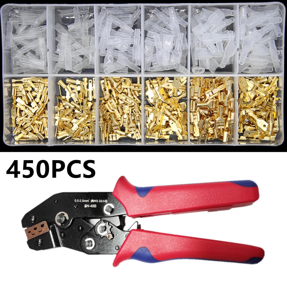 Обжимные клеммы 2,8/4,8/6,3 мм, универсальный пружинный штекер, обжимной ручной инструмент, электрические изолированные разъемы, клеммы
Обжимные клеммы 2,8/4,8/6,3 мм, универсальный пружинный штекер, обжимной ручной инструмент, электрические изолированные разъемы, клеммы