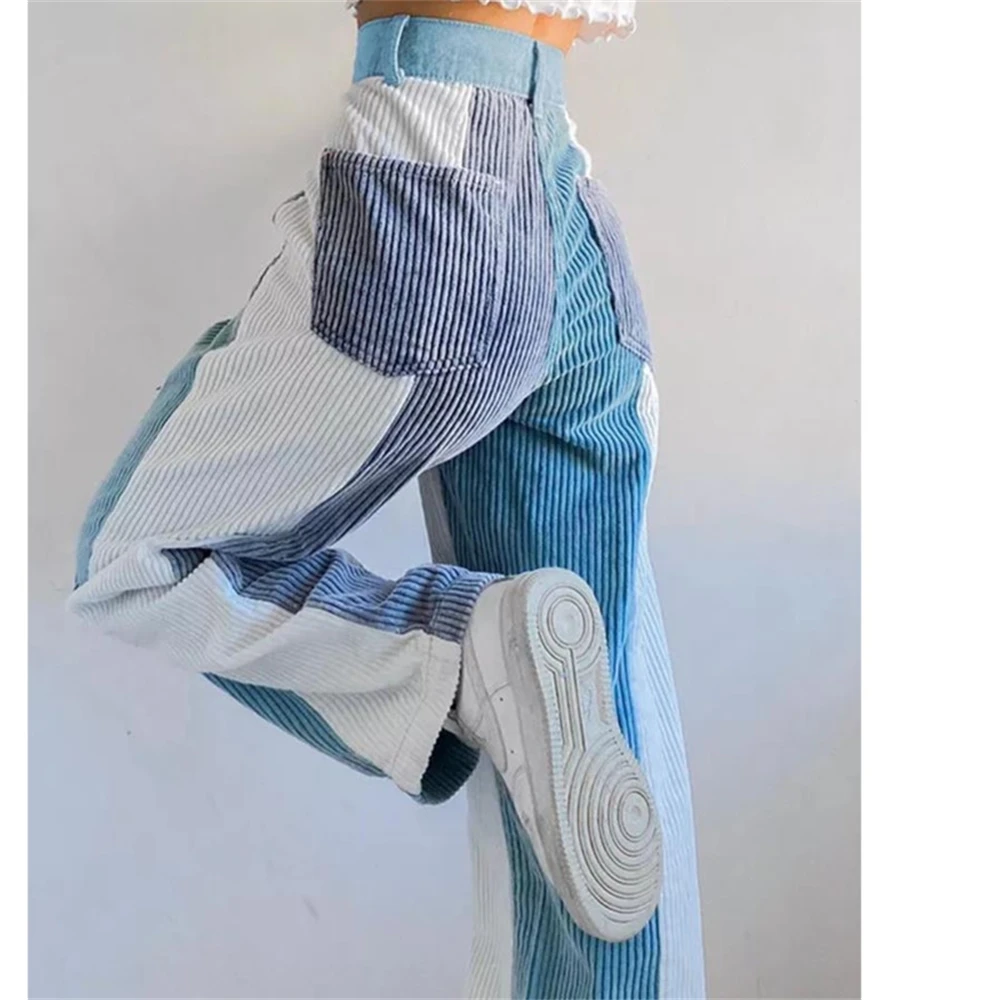 Corduroy Pants Woman Baggy High Waist Contrast Patchwork Trousers Streetwear Casual Straight Sweatpants Capris 2021
Corduroy Pants Woman Baggy High Waist Contrast Patchwork Trousers Streetwear Casual Straight Sweatpants Capris 2021