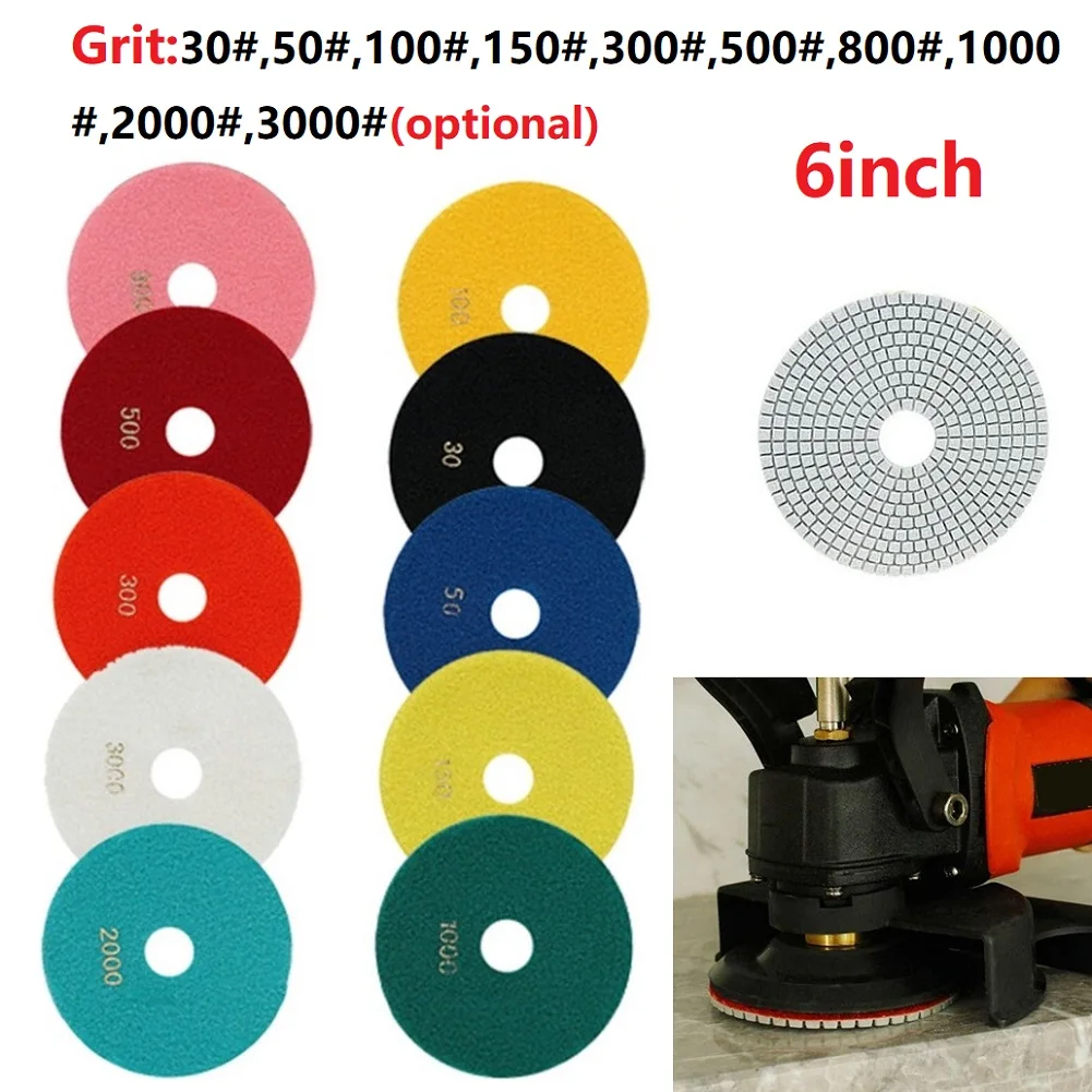 1Pc Diamond Polishing Pad 150mm Dry/wet Flexible Grinding Discs 30-3000 Grit For Granite Concrete Marble Buffing Power Tools
1Pc Diamond Polishing Pad 150mm Dry/wet Flexible Grinding Discs 30-3000 Grit For Granite Concrete Marble Buffing Power Tools