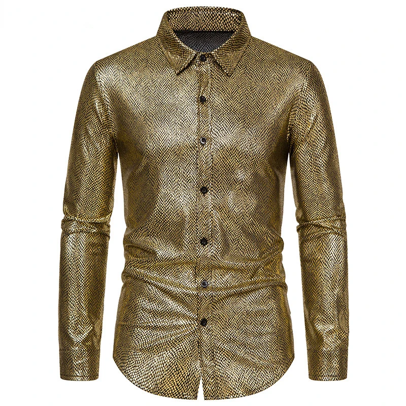 Mens Shiny Metallic Snakeskin Shirt 2022 Sexy New 70s Disco Party Shirts Men Long Sleeve Button Down Halloween Costume Shirt
Mens Shiny Metallic Snakeskin Shirt 2022 Sexy New 70s Disco Party Shirts Men Long Sleeve Button Down Halloween Costume Shirt