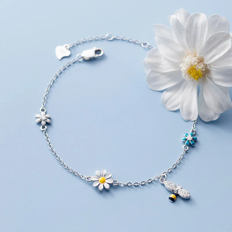 S925 Silver Plated Tassel Chain Zircon Daisy Flower Bee Charm Bracelet&Bangle For Women Elegant Party Jewelry Gift sl437
S925 Silver Plated Tassel Chain Zircon Daisy Flower Bee Charm Bracelet&Bangle For Women Elegant Party Jewelry Gift sl437