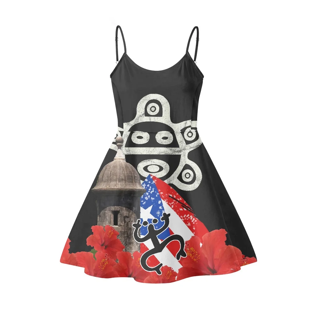 Puerto Rican Pattern Black Red Sleeveless Sling Dress for Teen Girls Fashion Weeding Kpop Knee-length Women Dresses Beach Party
Puerto Rican Pattern Black Red Sleeveless Sling Dress for Teen Girls Fashion Weeding Kpop Knee-length Women Dresses Beach Party