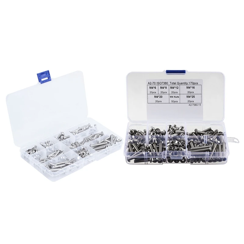 150Pcs M5 Button Head Hex Socket Head Cap Bolts Screws Nuts & 170Pcs M4 Hex Socket Button Head Screw Nut
150Pcs M5 Button Head Hex Socket Head Cap Bolts Screws Nuts & 170Pcs M4 Hex Socket Button Head Screw Nut
