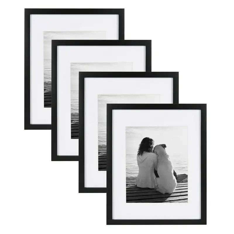Gallery Wood Photo Frame Set for Customizable Wall Display, Black 11x14 matted to 8x10, Pack of 4 DIY Decorations
Gallery Wood Photo Frame Set for Customizable Wall Display, Black 11x14 matted to 8x10, Pack of 4 DIY Decorations