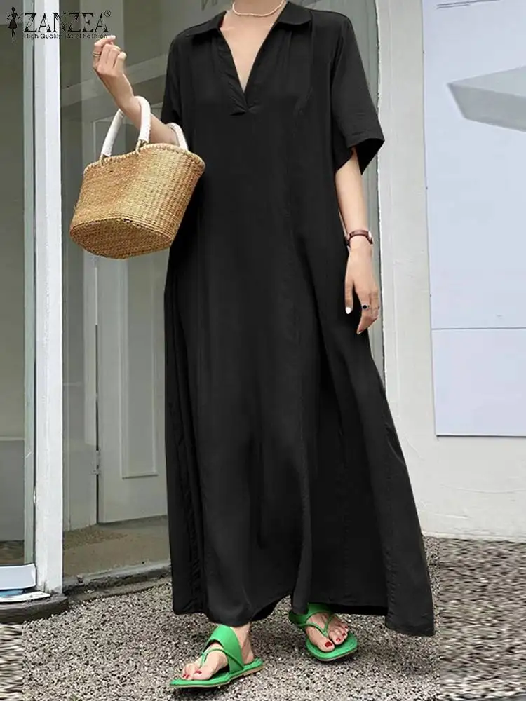 Women Lapel Neck Half Sleeve Sundress Elegant Solid Work Loose Casual Vestido Kaftan 2023 ZANZEA Fashion Summer Long Shirt Dress
Women Lapel Neck Half Sleeve Sundress Elegant Solid Work Loose Casual Vestido Kaftan 2023 ZANZEA Fashion Summer Long Shirt Dress