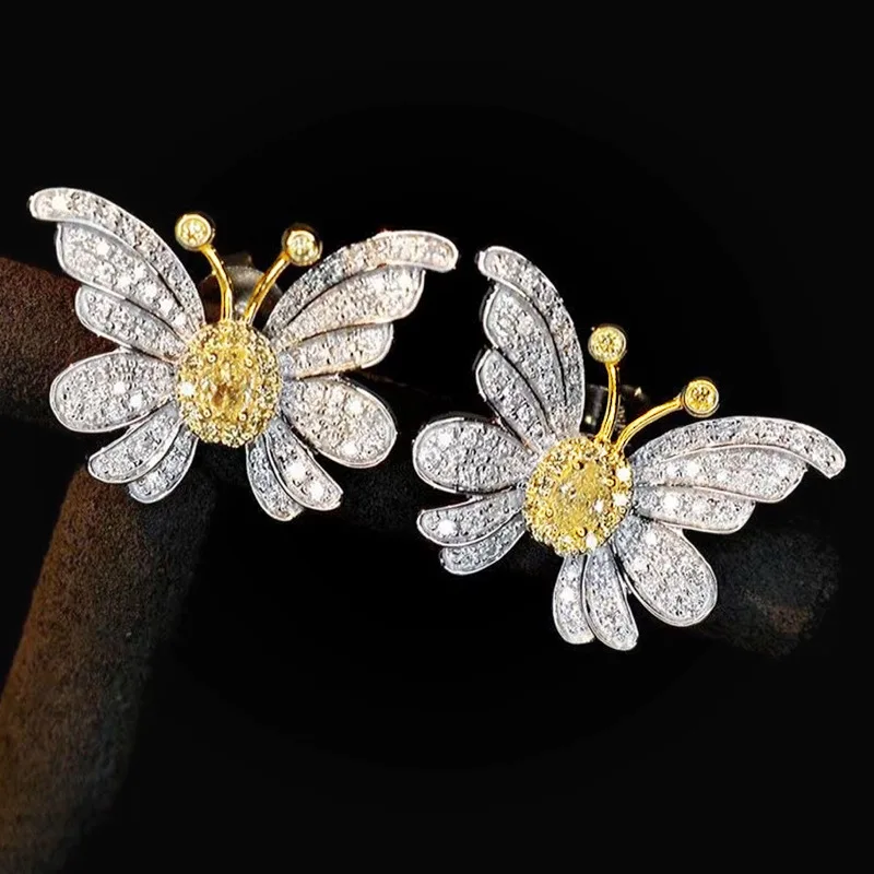 New Woman Butterfly Dancing Zircon Earrings New Fashion Gold-plated Platinum Two-color Smart Butterfly Topaz Earrings
New Woman Butterfly Dancing Zircon Earrings New Fashion Gold-plated Platinum Two-color Smart Butterfly Topaz Earrings