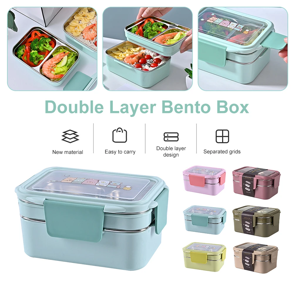 Portable Double Layer Bento Box Cartoon Stainless Steel Lunch Box Food Container With Spoon For School Office Picnic
Portable Double Layer Bento Box Cartoon Stainless Steel Lunch Box Food Container With Spoon For School Office Picnic