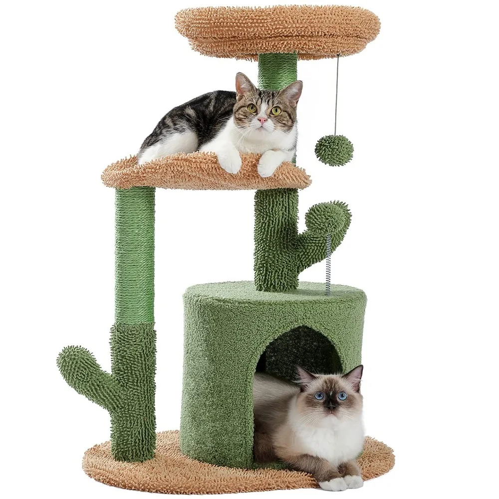 Cat Tree 32 Inches Cactus Cat Tower with Sisal Covered Scratching Post, Cozy Condo, Plush Perches Fluffy Balls for Indoor Cats
Cat Tree 32 Inches Cactus Cat Tower with Sisal Covered Scratching Post, Cozy Condo, Plush Perches Fluffy Balls for Indoor Cats