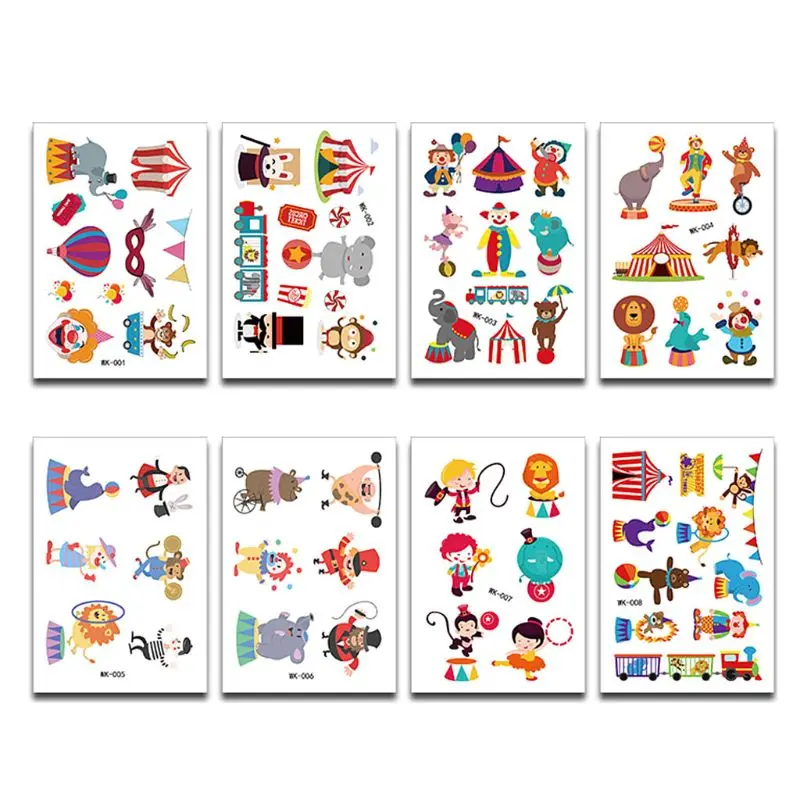 8 Sheets Cartoon Animal Circus Tattoo Stickers Kids Cute Temporary Tattoos Art C
8 Sheets Cartoon Animal Circus Tattoo Stickers Kids Cute Temporary Tattoos Art C