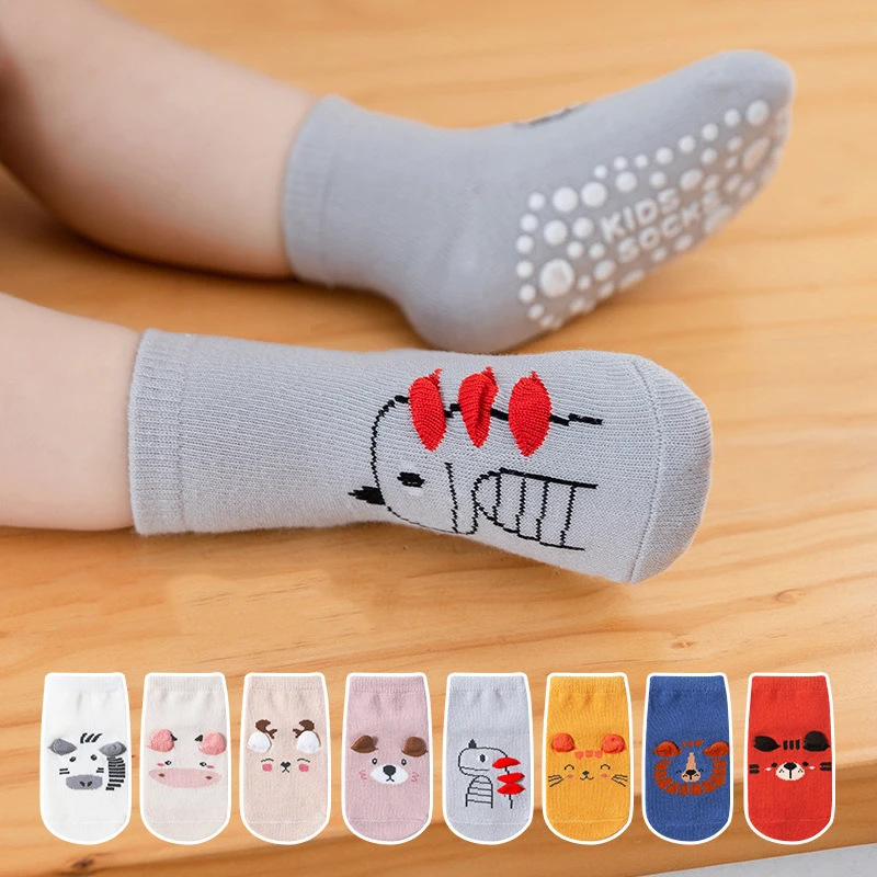 

1 Pairs Anti-slip Non Skid Ankle Baby Socks With Rubber Grips Cotton Children Low-Cut Sock For 0-3Y Boy Girl Toddler Floor Socks
