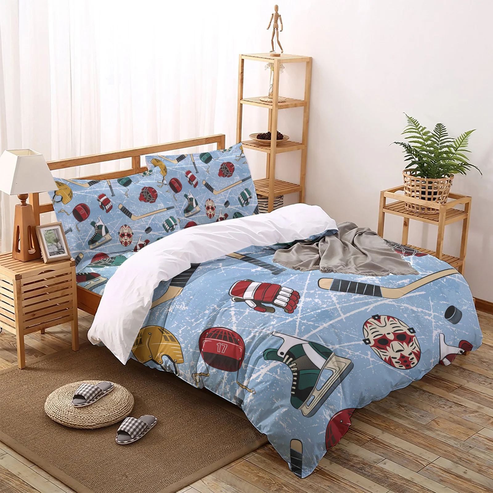 Retro Blue Hockey Ball Cap Bedding Set Winter Bed Linen Bed Sheet Pillowcase King Queen Size Duvet Cover for Bedroom
Retro Blue Hockey Ball Cap Bedding Set Winter Bed Linen Bed Sheet Pillowcase King Queen Size Duvet Cover for Bedroom