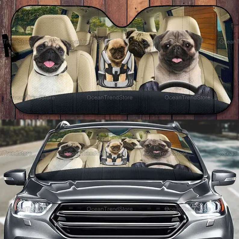 Pugs Family Car Sunshade, Funny Pug Sun Shade, Pug Auto Sun Shade, Car Accessory, Car Sunshade Windshield, Gifts For Her LNG2821
Pugs Family Car Sunshade, Funny Pug Sun Shade, Pug Auto Sun Shade, Car Accessory, Car Sunshade Windshield, Gifts For Her LNG2821