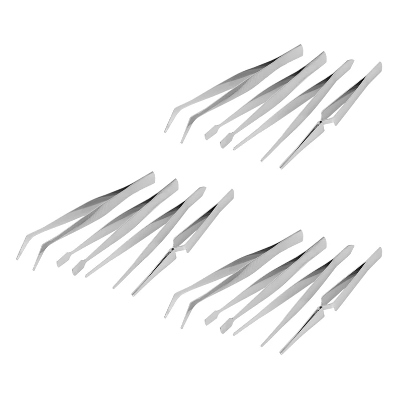 12Pcs Precision Tweezers Stainless Steel Thick Electronics Forceps Eyebrow Tweezers Anti-Skid Makeup Repair Multi Tools
12Pcs Precision Tweezers Stainless Steel Thick Electronics Forceps Eyebrow Tweezers Anti-Skid Makeup Repair Multi Tools