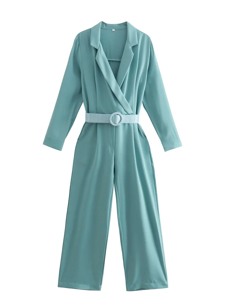 Женский комбинезон на молнии с поясом, длинным рукавом и боковыми карманами
Женский комбинезон на молнии с поясом, длинным рукавом и боковыми карманами