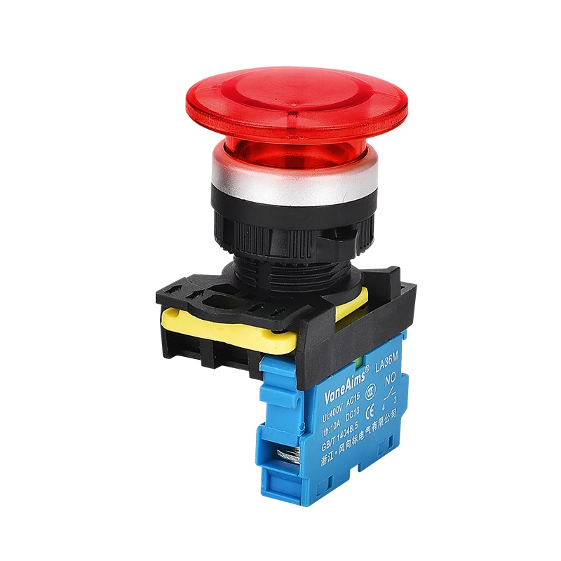 Кнопочный переключатель в виде гриба LA36M, 22 мм, светодиодный светодиодной фиксацией, мгновенный саморегулирующийся переключатель, красный, зеленый, 12 В, 24 В, 110 В, 220 В
Кнопочный переключатель в виде гриба LA36M, 22 мм, светодиодный светодиодной фиксацией, мгновенный саморегулирующийся переключатель, красный, зеленый, 12 В, 24 В, 110 В, 220 В