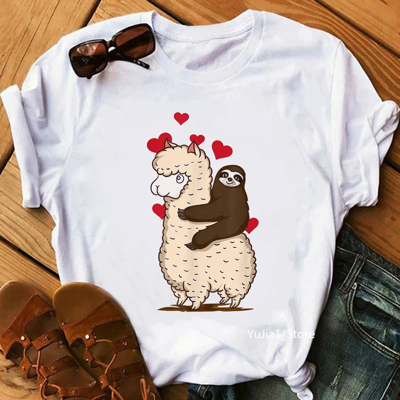 Funny Llama Love Sloth Animal Print T-Shirt Clothes 2021 White Causal Tshirt Femme Summer Fashion T Shirt Female Harajuku Shirt
Funny Llama Love Sloth Animal Print T-Shirt Clothes 2021 White Causal Tshirt Femme Summer Fashion T Shirt Female Harajuku Shirt