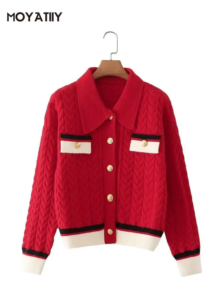 MOYATIIY 2022 Women Fashion Autumn Winter Knitted Cardigan Sweater Red Twist Crop Knitted Cardigan Jumper Button-up Female Tops
MOYATIIY 2022 Women Fashion Autumn Winter Knitted Cardigan Sweater Red Twist Crop Knitted Cardigan Jumper Button-up Female Tops