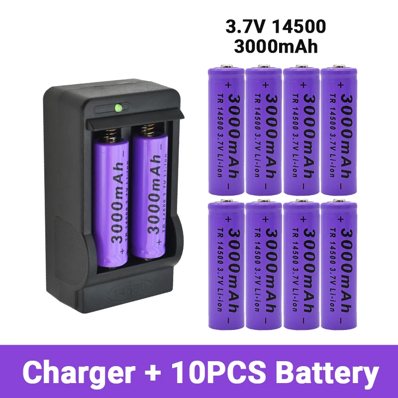 14500 Lithium Battery 3.7V 3000mAh Rechargeable Batteries Can Welding Nickel Sheet Bateria For Torch LED Flashlight Toy+Charger
14500 Lithium Battery 3.7V 3000mAh Rechargeable Batteries Can Welding Nickel Sheet Bateria For Torch LED Flashlight Toy+Charger
