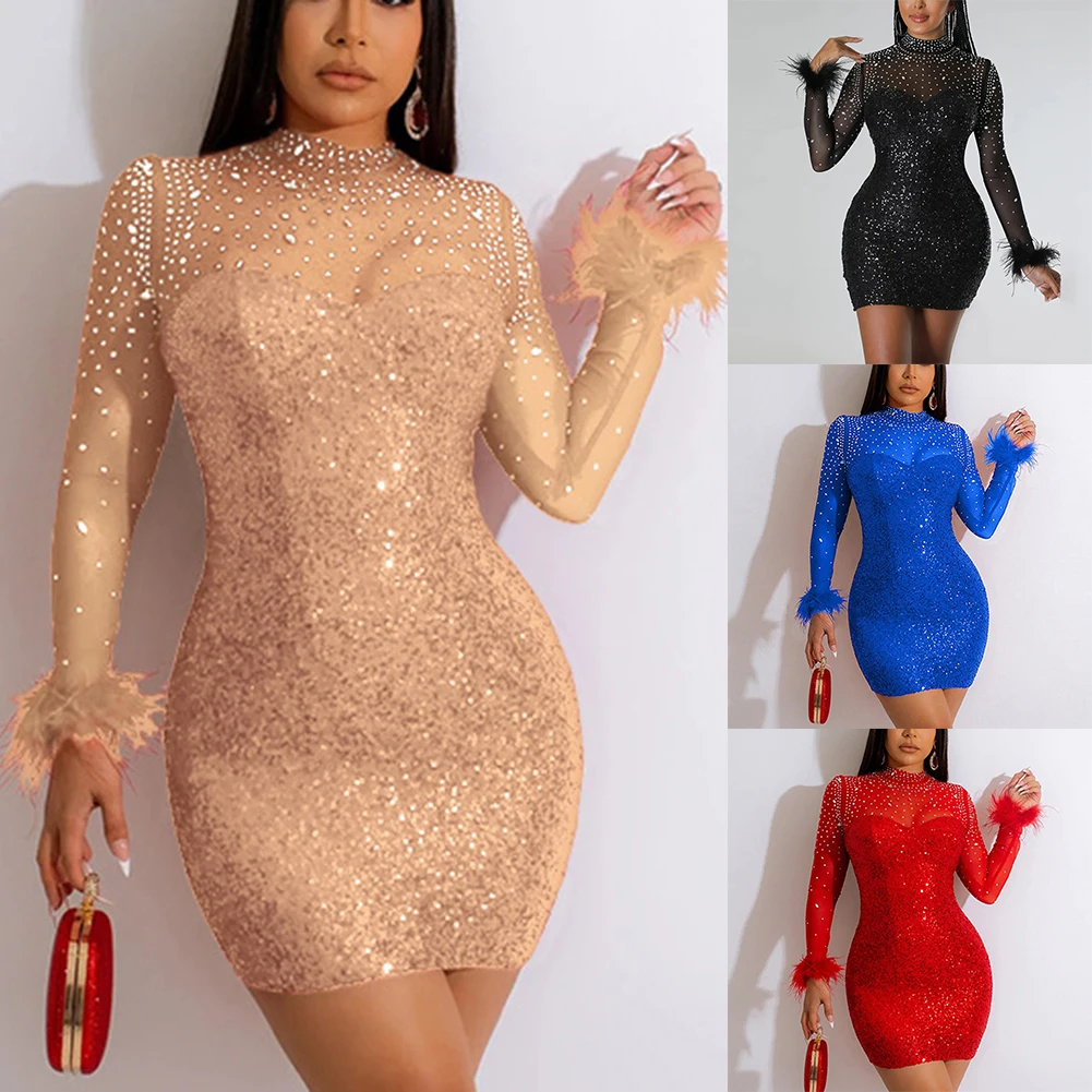Hot Dress Womens Bodycon Dress Club Clubwear Dresses Evening Formal Gown High Neck Long Sleeve Party Patchwork Dresses 2023
Hot Dress Womens Bodycon Dress Club Clubwear Dresses Evening Formal Gown High Neck Long Sleeve Party Patchwork Dresses 2023